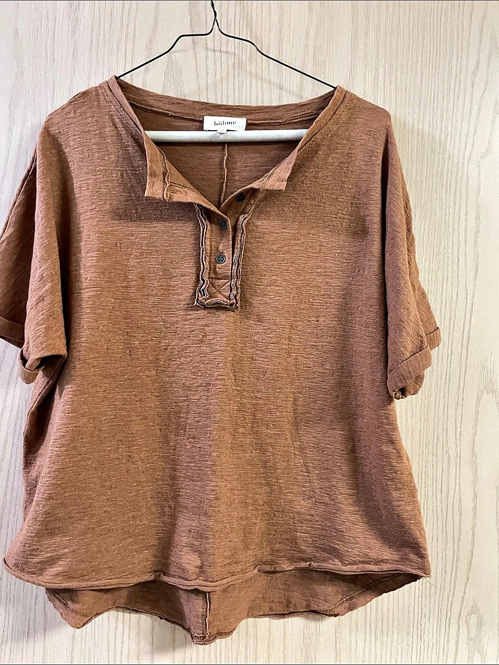 bohme Women's Brown Short Sleeve Tunic Size Medium